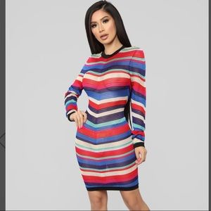 🚨5 for $20 Fashion Nova Multi color Stripe Midi Dress XS